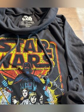 Star Wars Kids Black Graphic Hoodie Top with Yellow & Red Vintage Logo